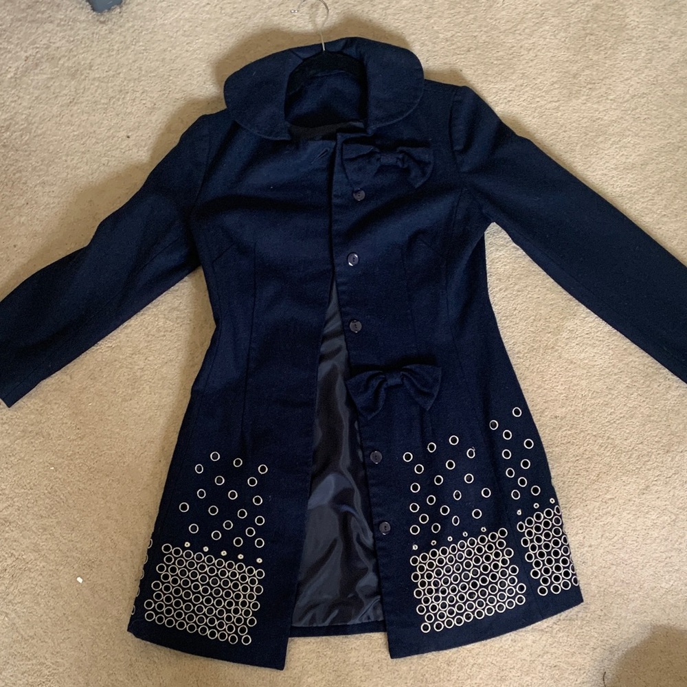 Elegant Navy Blue Women's Dress Coat